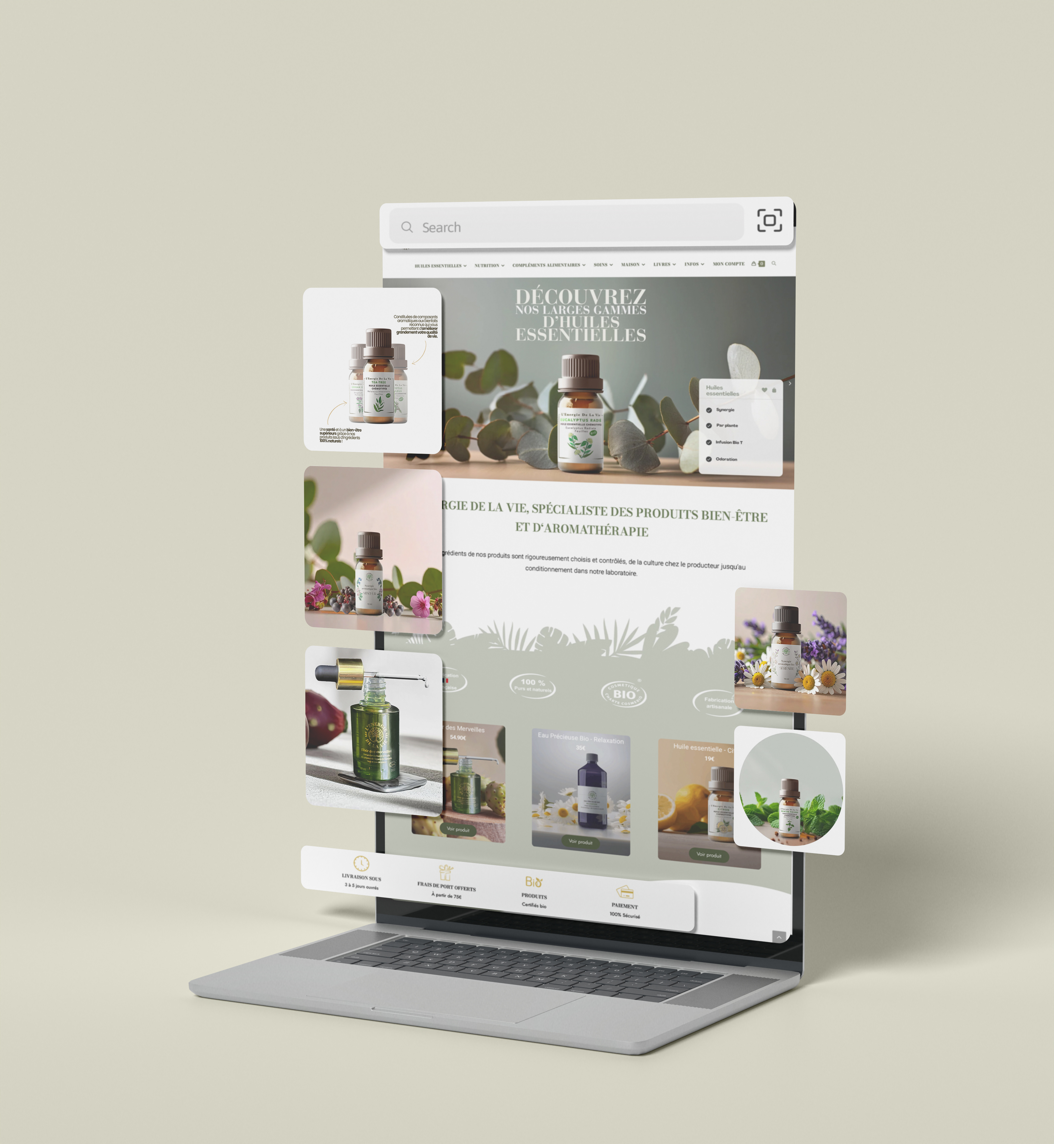 lenergie de la vie website mock up for portfolio